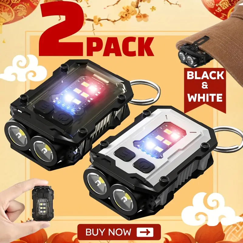 Fishing Light - ไฟฉายแบบหนีบแบบชาร์จไฟได้ไฟฉายพวงกุญแจ EDC ขนาดเล็ก, ไฟฉายพกพาขนาดกะทัดรัดสำหรับการเดินป่าตั้งแคมป์ตกปลาของขวัญวันหยุด