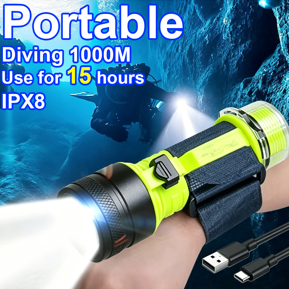 Fishing Light - ใหม่แบบพกพา LED ไฟฉายดำน้ำมืออาชีพไฟฉายใต้น้ำ IPX8 กันน้ำไฟฉายดำน้ำไฟฉายตกปลา