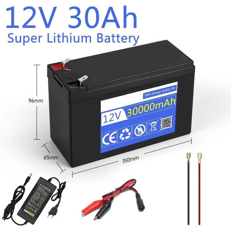 Fish Finder Charger - 12V 30Ah แบตเตอรี่ลิเธียม 18650 รอบลึกสำหรับพลังงานแสงอาทิตย์,เครื่องหาปลา,ล้อไฟฟ้า,แสงสว่าง,การใช้งานนอกกริด BMS