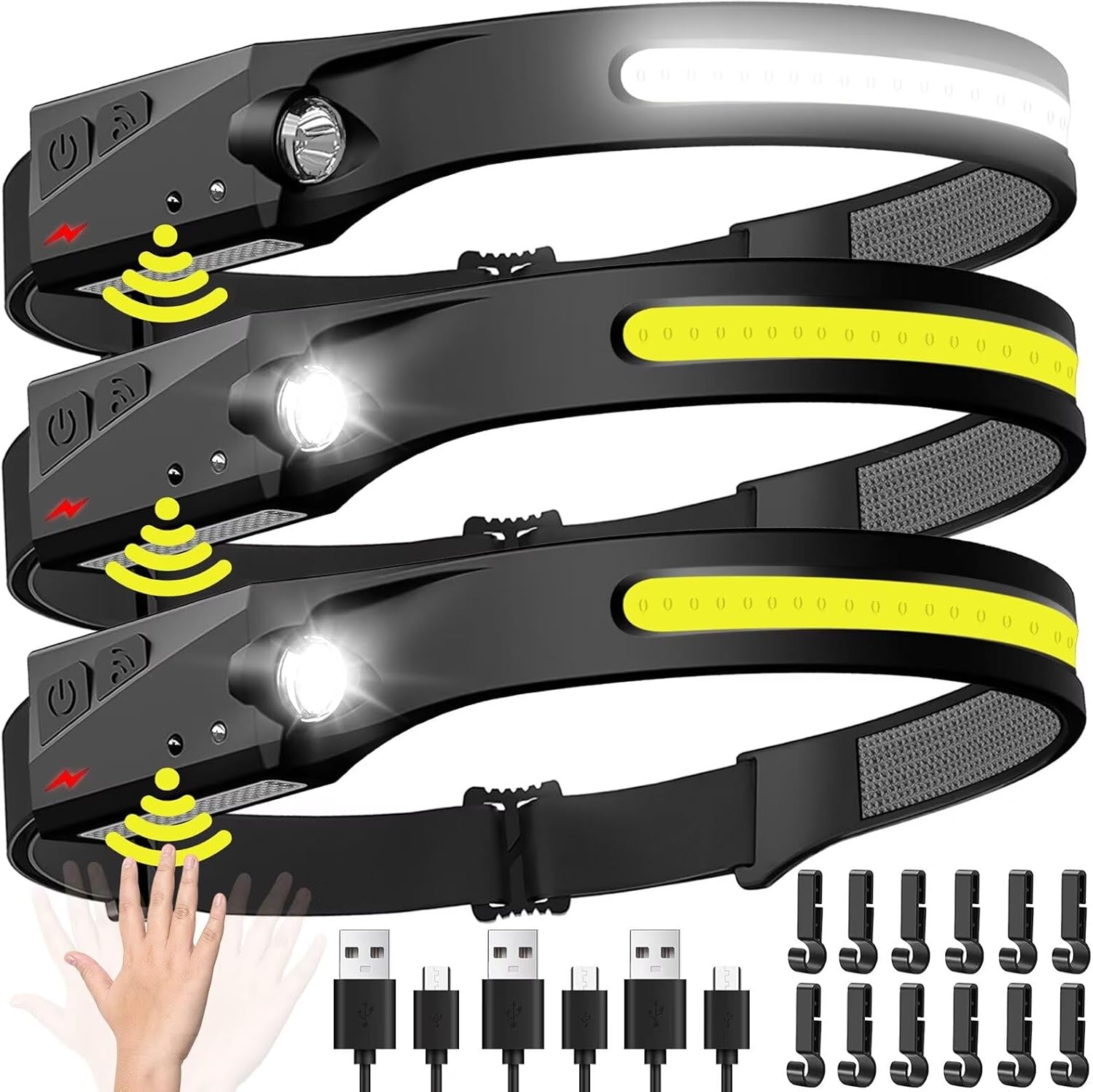 Fish Finder Battery - ไฟหน้าแบบเซนเซอร์ ไฟฉาย LED ไฟหน้าแบบชาร์จไฟได้ ไฟฉายคาดศีรษะ แบตเตอรี่ในตัว