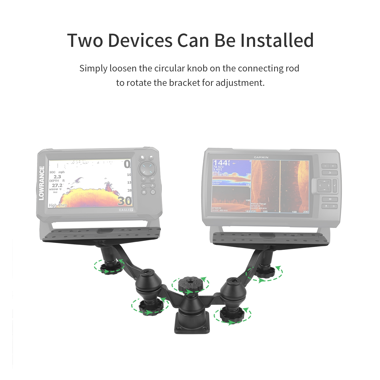 ขายึดเครื่องหาปลาแบบแขนคู่แนวน - Fish Finder บทวิจารณ์และราคา